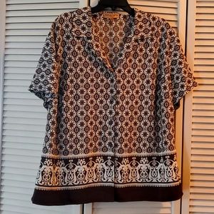 Notations 2X Women's Brown and Beige Blouse